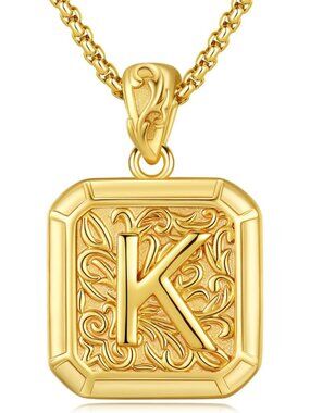 Large Initial Pendant Necklace A-Z in Silver & 14K Gold Plated - Customizable